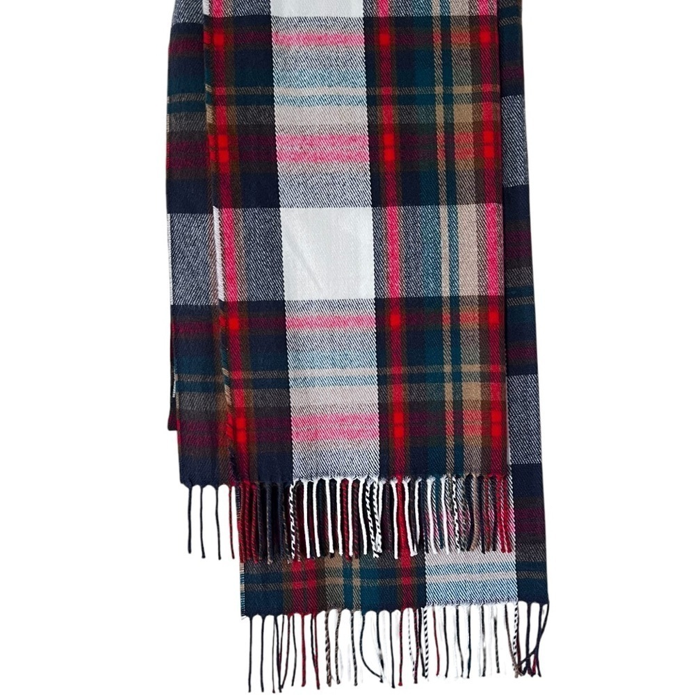 EUC J Crew Cabincore Juniper White Plaid Scarf - Picture 7 of 15